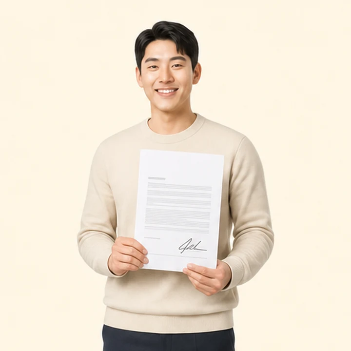 연체자 장기렌트카 서면 견적서를 들고 있는 고객
